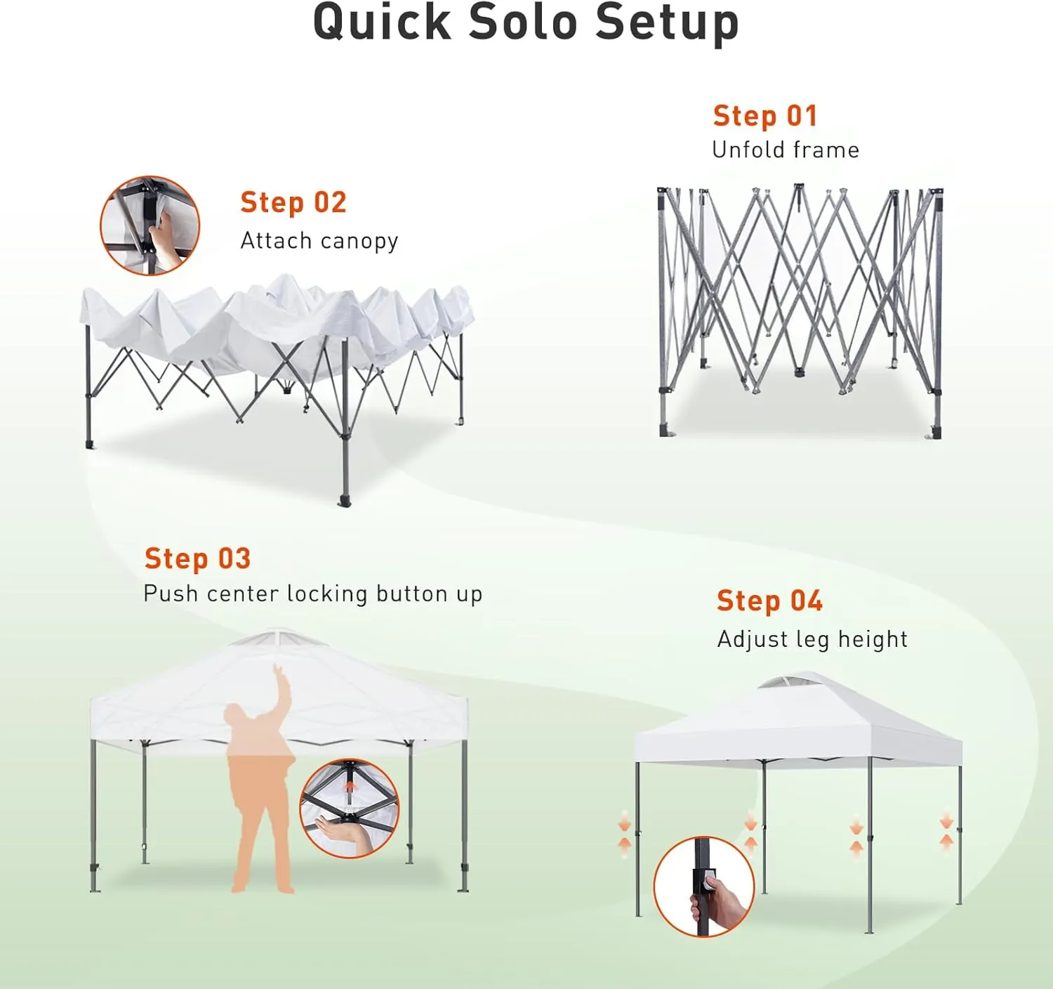 Pipishell 10x10 Portable Canopy, One Push Setup, Easy Up Patio Tent Outdoor Instant Sun Shade, Gazebo with Wheeled Bag,UV-Resistant and Waterproof for Camping, Events, Backyard Frost White