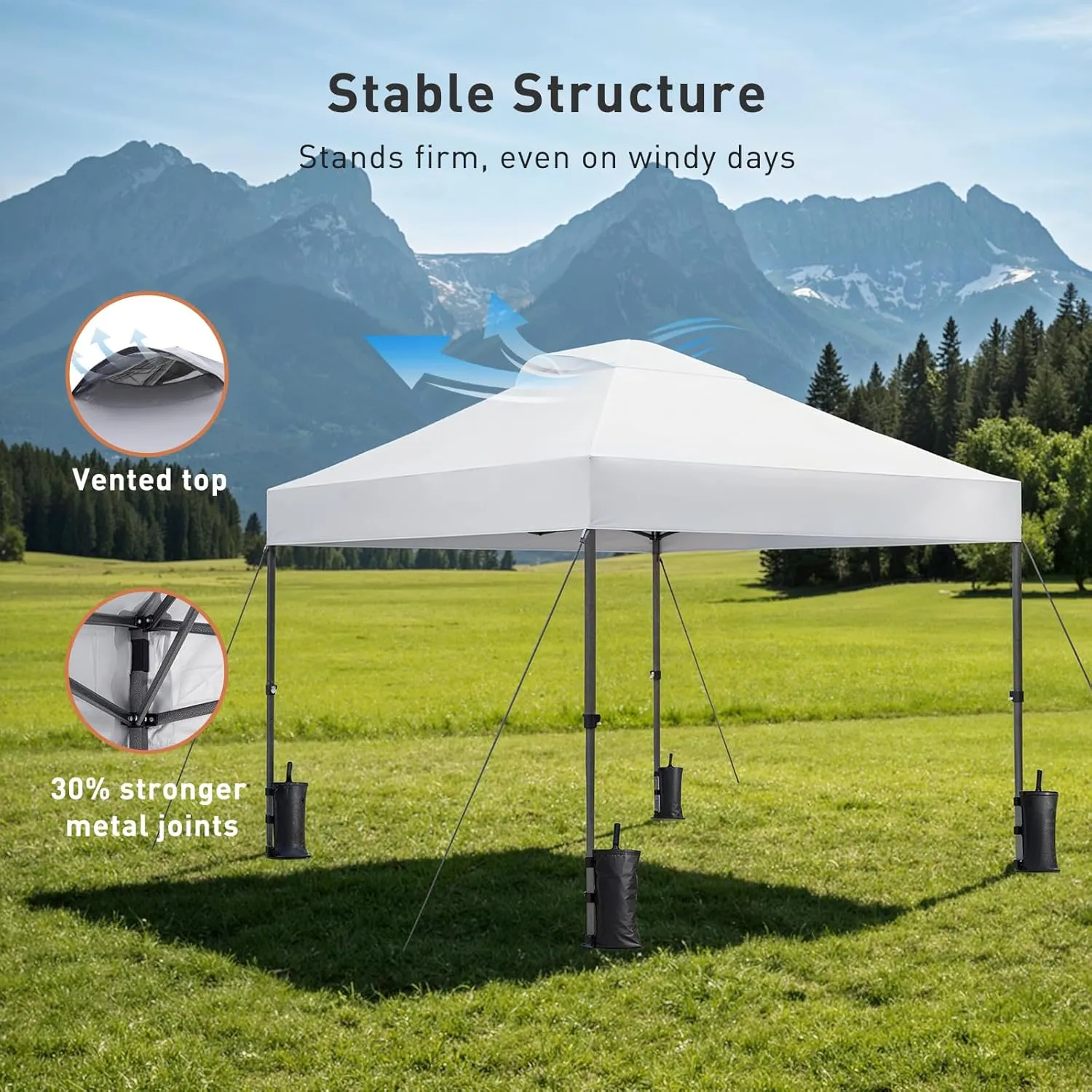 Pipishell 10x10 Portable Canopy, One Push Setup, Easy Up Patio Tent Outdoor Instant Sun Shade, Gazebo with Wheeled Bag,UV-Resistant and Waterproof for Camping, Events, Backyard Frost White