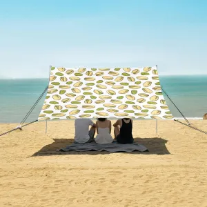 Pistachio Nut Pattern Beach Camping Tent Sun Shelter for Whole Family, Beach Shade Canopy with UPF50  UV Protection,Easy Set Up and Carry,Outdoor Shade for Trips, Fishing, Backyard Fun Picnics