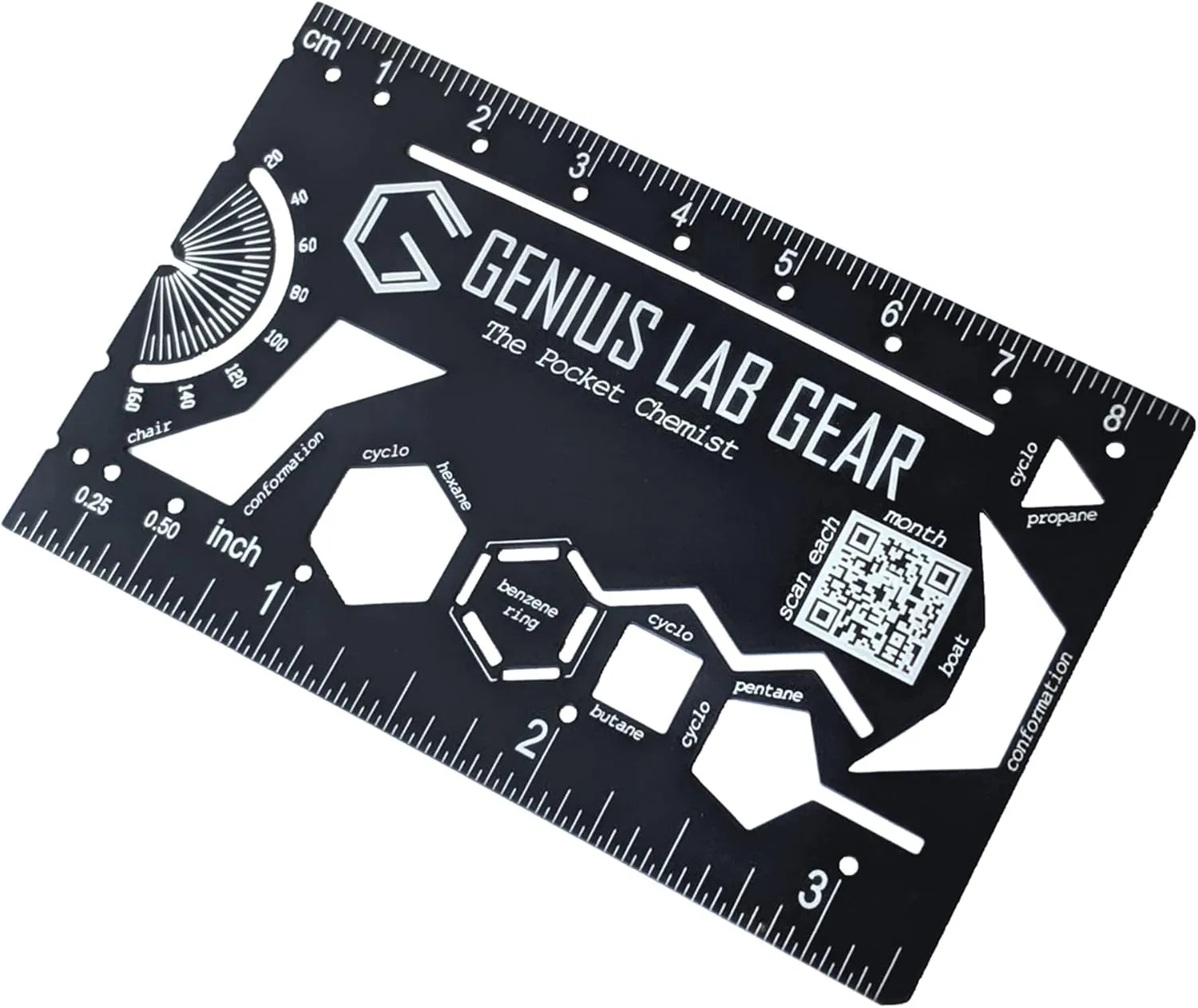 Pocket Chemist: Organic Chemistry Stencil Drawing Template Small Metal Ruler - Chemist, Chemical Engineers, Biochemist - Molecule, Graduation Homework Cheat Sheet 3 Inch Multitool Kit, Genius Lab Gear