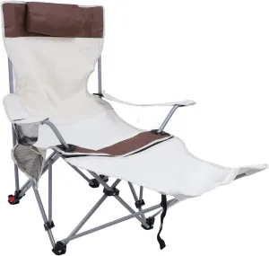 POCREATION Camping Lounge Chair Sturdy, Adjustable Recliner, Footrest, Portable Reclining Chair for Outdoor Activities, 900D Oxford Cloth, 50x50x90cm (Khaki)