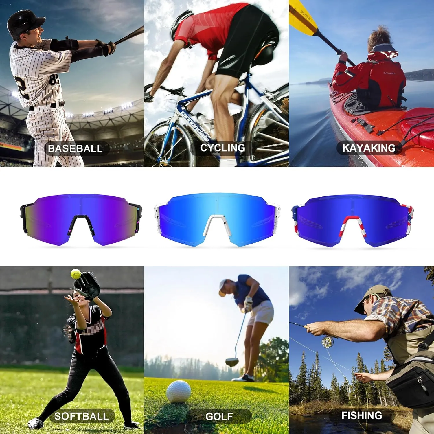 Polarized Sports Sunglasses for Men Women Youth Baseball Fishing Running Cycling Golf Trekking TAC Glasses