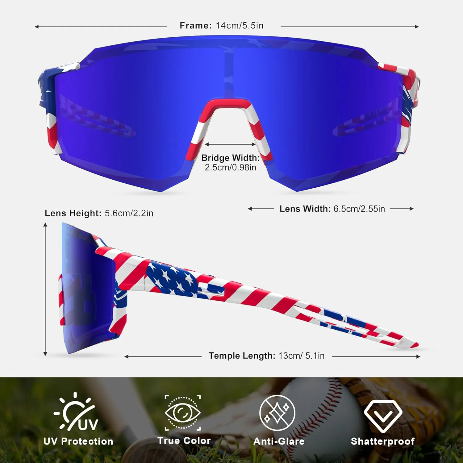Polarized Sports Sunglasses for Men Women Youth Baseball Fishing Running Cycling Golf Trekking TAC Glasses