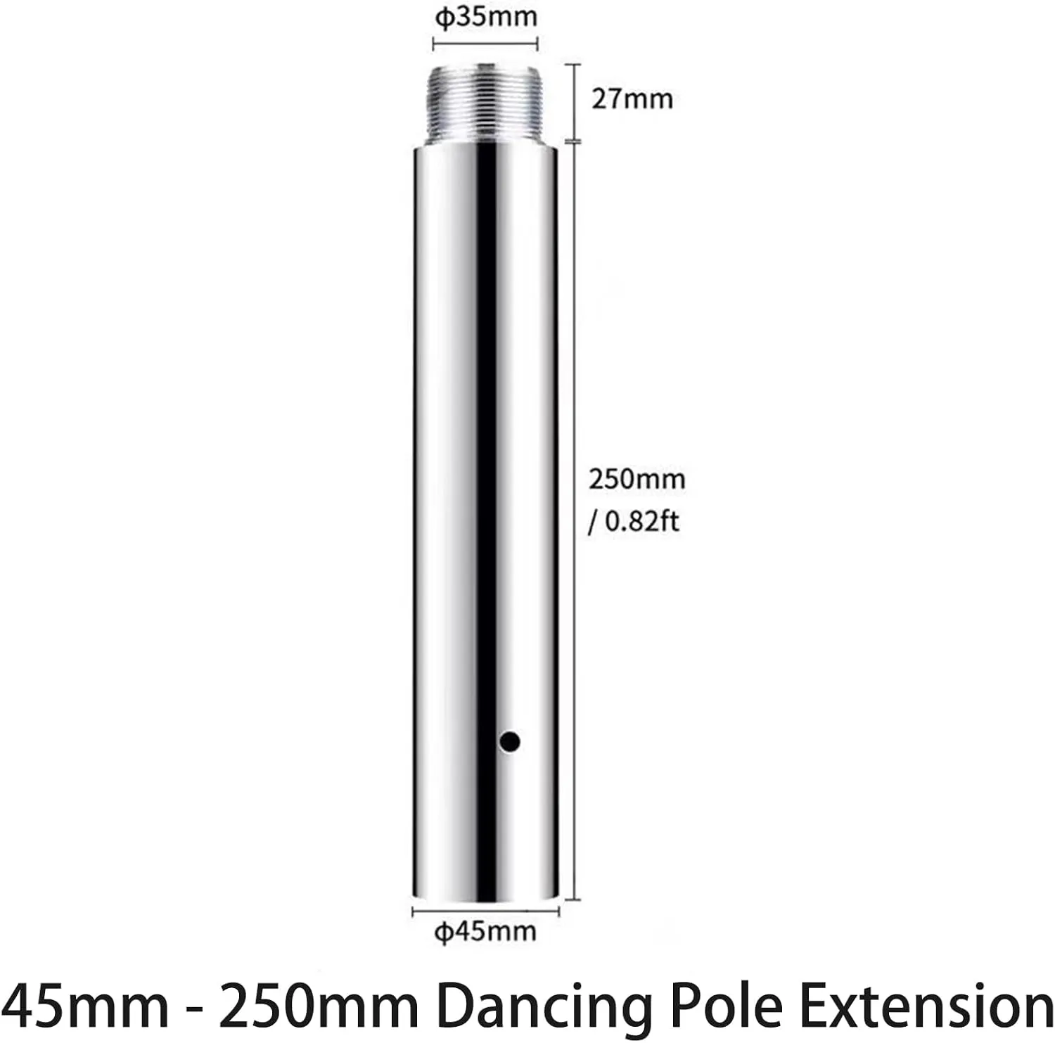 Pole Extension for Dancing Pole, 45mm - 250mm/10” / 125mm/5” Stainless Steel Extending Tube Tube to Connect Dancing Pole, Height Adjustable Replacement Accessories for Dance Pole