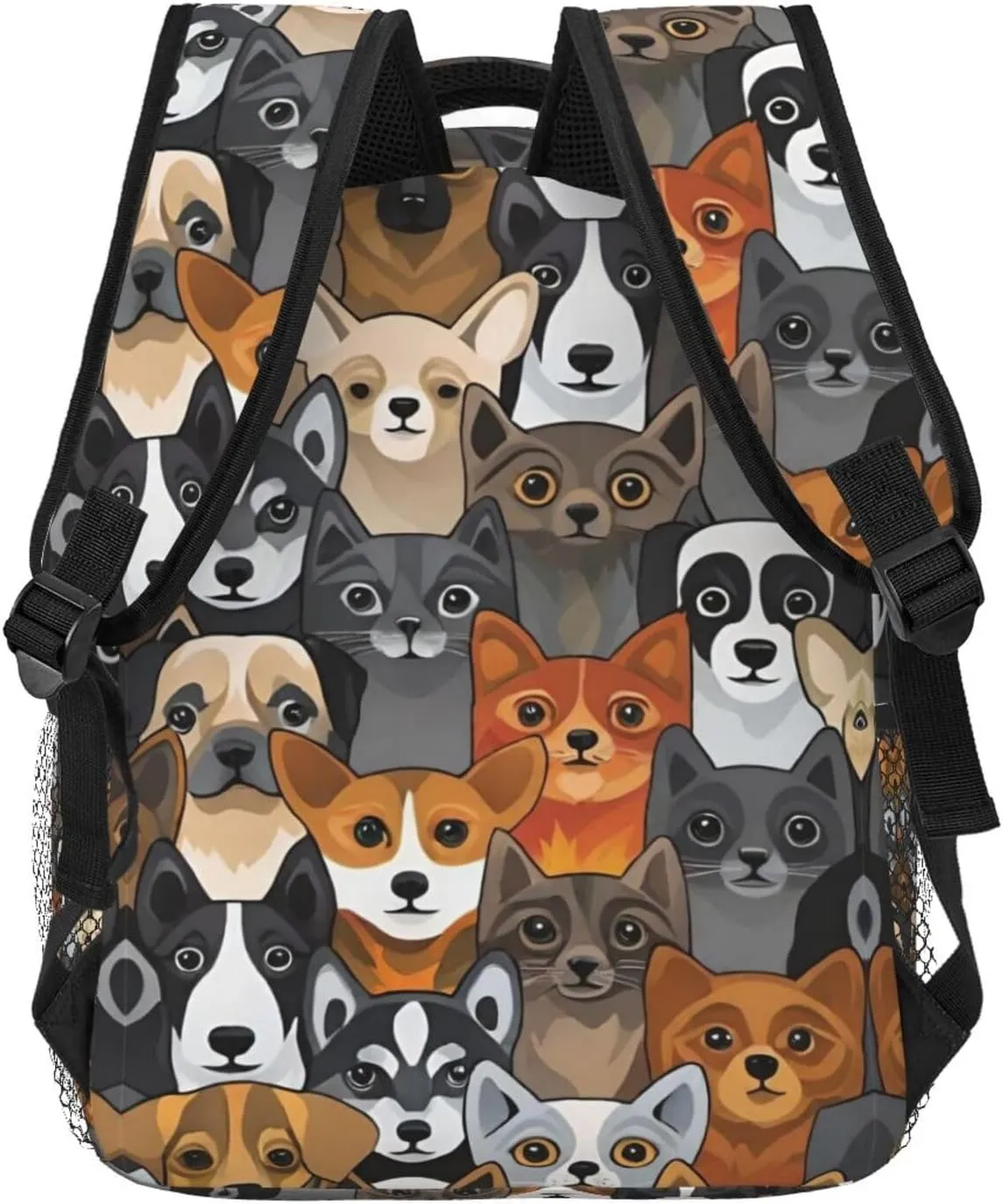 Polyester Daypack Backpack for Trekking Picnic Walking Cycling - Large Capacity Anti-Theft Multipurpose Shoulder Bag, Cat And Dog Cute Cartoon Style Art Casual Daypack
