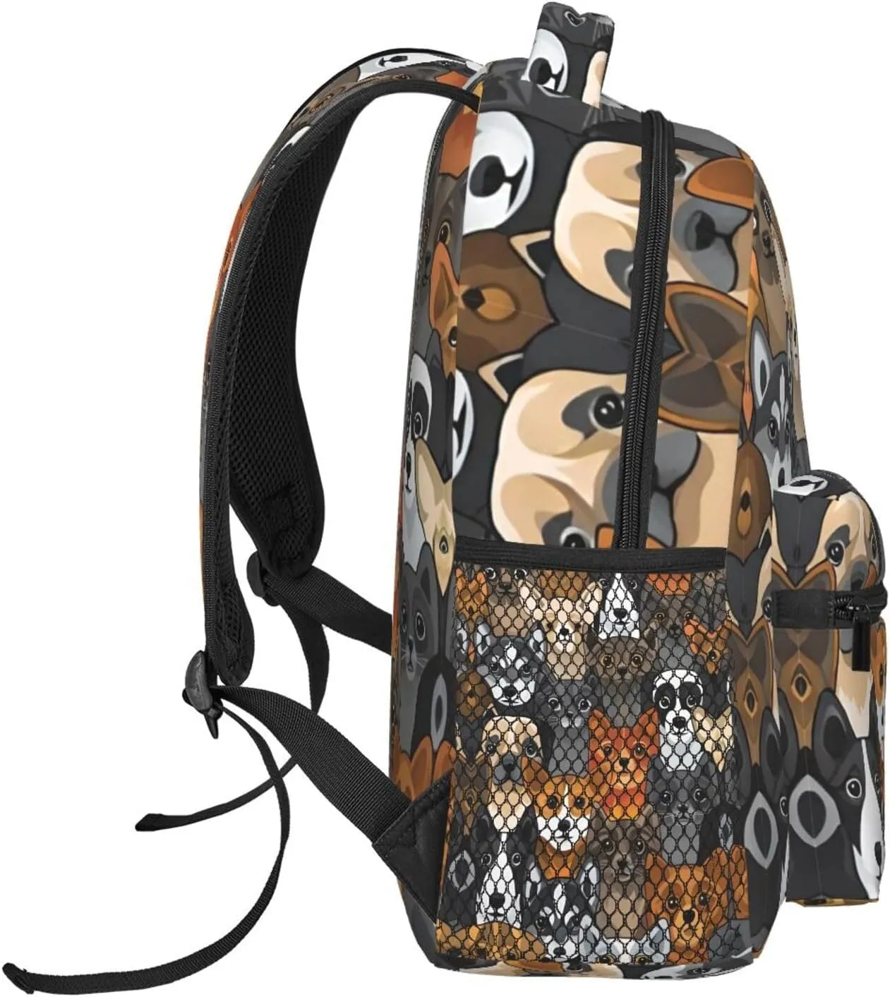 Polyester Daypack Backpack for Trekking Picnic Walking Cycling - Large Capacity Anti-Theft Multipurpose Shoulder Bag, Cat And Dog Cute Cartoon Style Art Casual Daypack