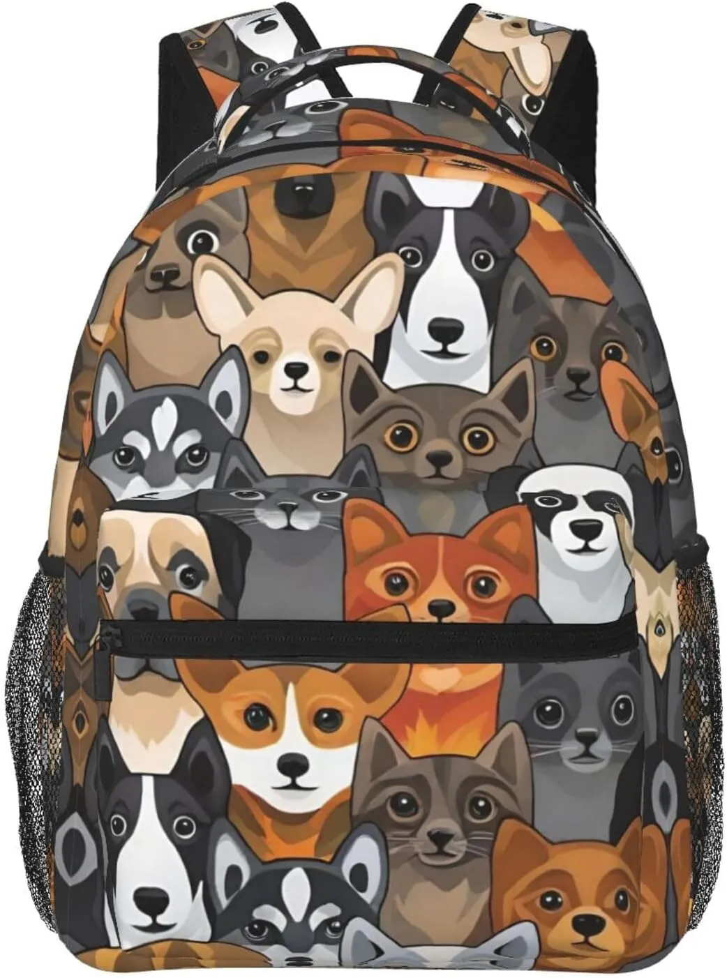 Polyester Daypack Backpack for Trekking Picnic Walking Cycling - Large Capacity Anti-Theft Multipurpose Shoulder Bag, Cat And Dog Cute Cartoon Style Art Casual Daypack