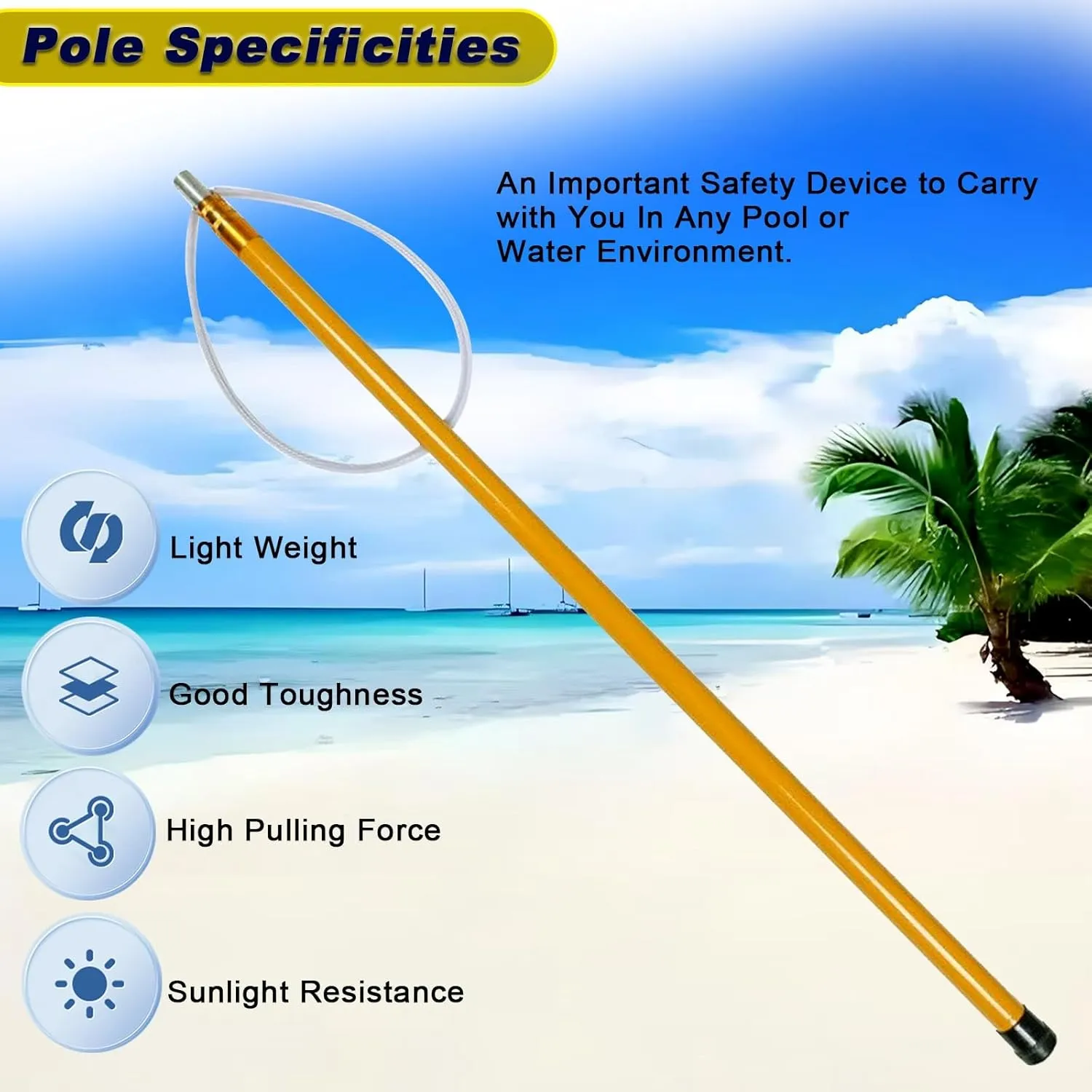 Pool Safety Hook for Swimming & Boat, Telescopic Pool Safety Rescue Pole Emergency Lifeline Hook Portable Professional Life Saving Tension Bar Fiberglass Rescue Hook(18 ft/5.5 m/216.5INch)