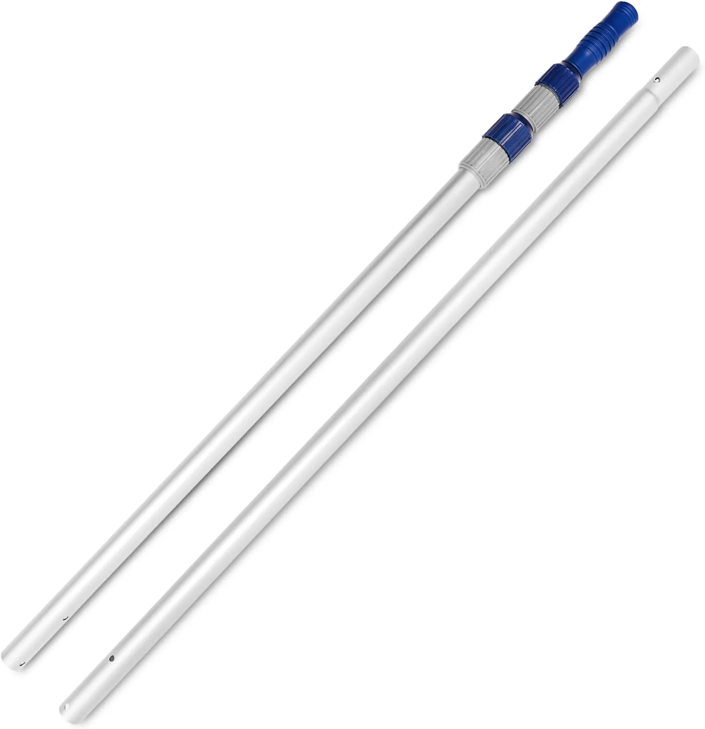 Poolvio 12 FT Telescopic Swimming Pool Pole - Adjustable 2 Piece Aluminum Pool Pole for Pool Cleaning Skimmer Nets Vacuum Heads & Brushes, Strong Grip & Lock