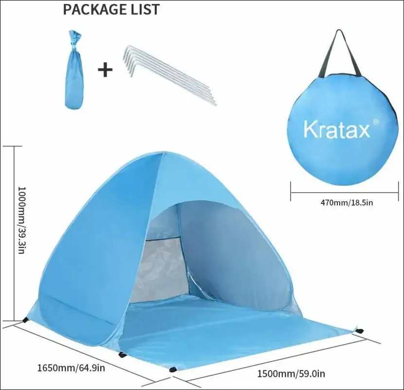 Pop up beach tent for 1-3 person rated upf for uv sun protection waterproof