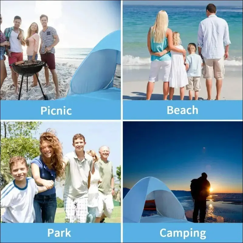 Pop up beach tent for 1-3 person rated upf for uv sun protection waterproof