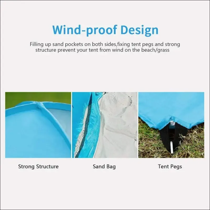 Pop up beach tent for 1-3 person rated upf for uv sun protection waterproof