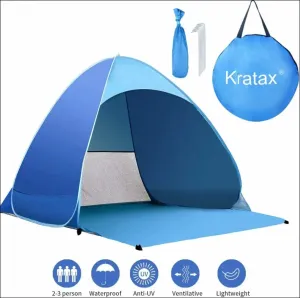 Pop up beach tent for 1-3 person rated upf for uv sun protection waterproof