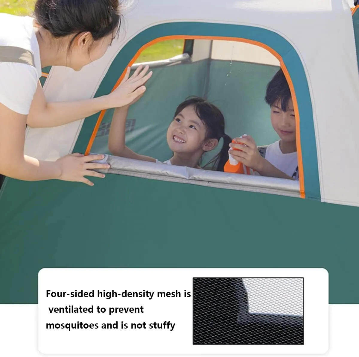 Pop-Up Camping Tent 3-4Person Tent Family Tents for Camping Water Resistance Lightweight Durable Durable Fiberglass Poles Includes Tent Stakes ( Color : Green , Size : 34 people 240*210*135cm )
