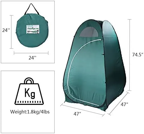 Pop Up Privacy Tent - Instant 6.2ft Outdoor Changing Room for Camping, Beach & Hiking with Carry Bag & Stakes