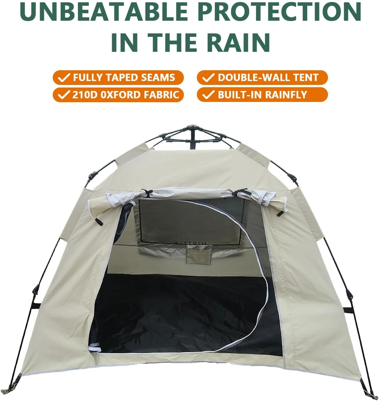 Pop up Tent Automatic 2/3 Person Camping Tent, Quick-Opening, Rainproof, Sunshine-Proof, Portable for Fishing, Hiking, Mountaineering, Hunting