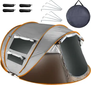 Pop Up Tent Automatic Setup Camping Tent Waterproof Instant Setup Tent with 4 Mosquito Net Windows Carrying Bag for Hiking Climbing, Fishing, Adventure (5-8 Person,Green/Khaki)