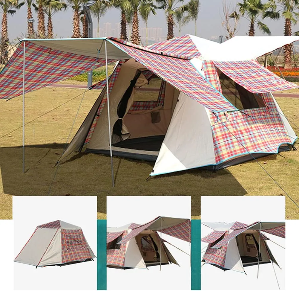 Pop Up Tents with Porch for Camping Waterproof Instant Tent 3-4 Person Double Layer for Family Automatic Tent Easy Setup for Camping Hiking Mountaineering Beach