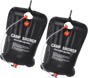 POPETPOP 2Pcs Solar Shower Bag Portable Outdoor Camp Shower for Hiking Camping and Travel Efficiently Heats Water with Material Lightweight Design