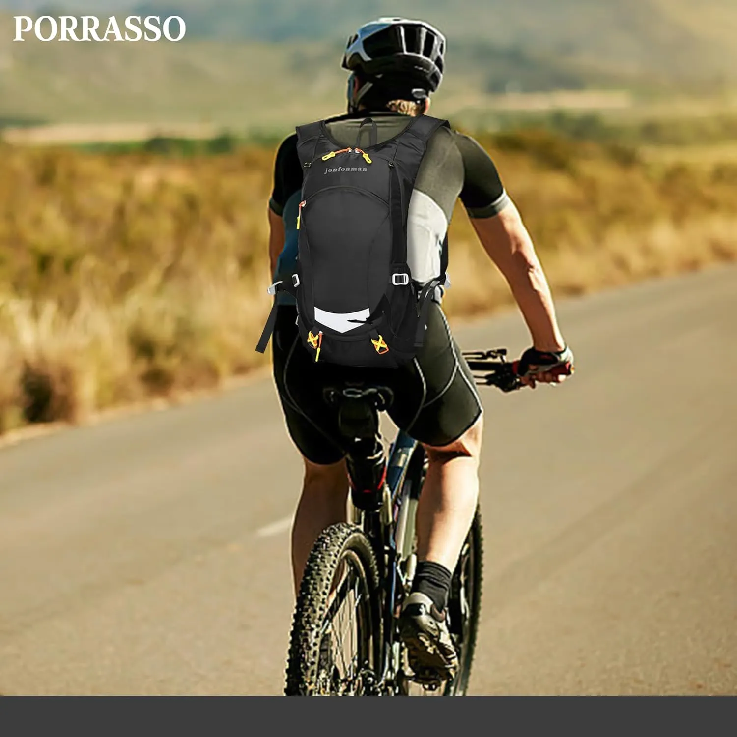 PORRASSO Hiking Backpack 19L Rucksack Waterproof Daypack Lightweight Backpack for Women Men Camping Trekking Cycling Climbing Outdoor Sports Black