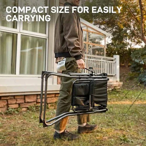 Portable 30.7" Seat Height Tall Folding Camping Chair Directors Chair w/ Side Table