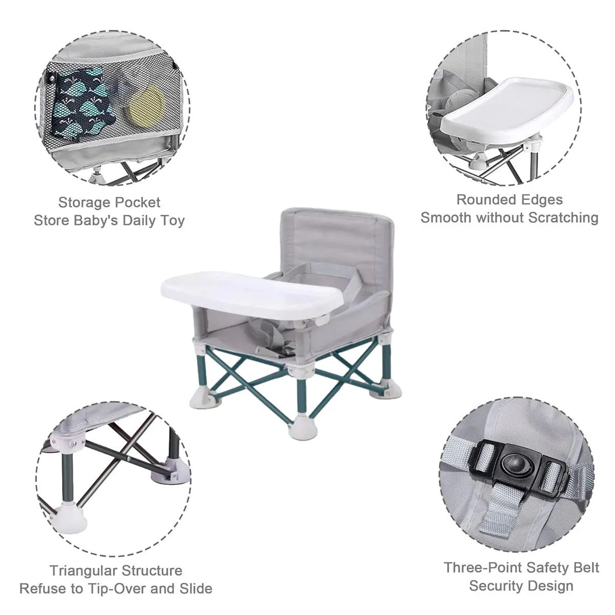 Portable Baby Toddler Chair Folding Dining Seat for Outdoor Travel Camping Use