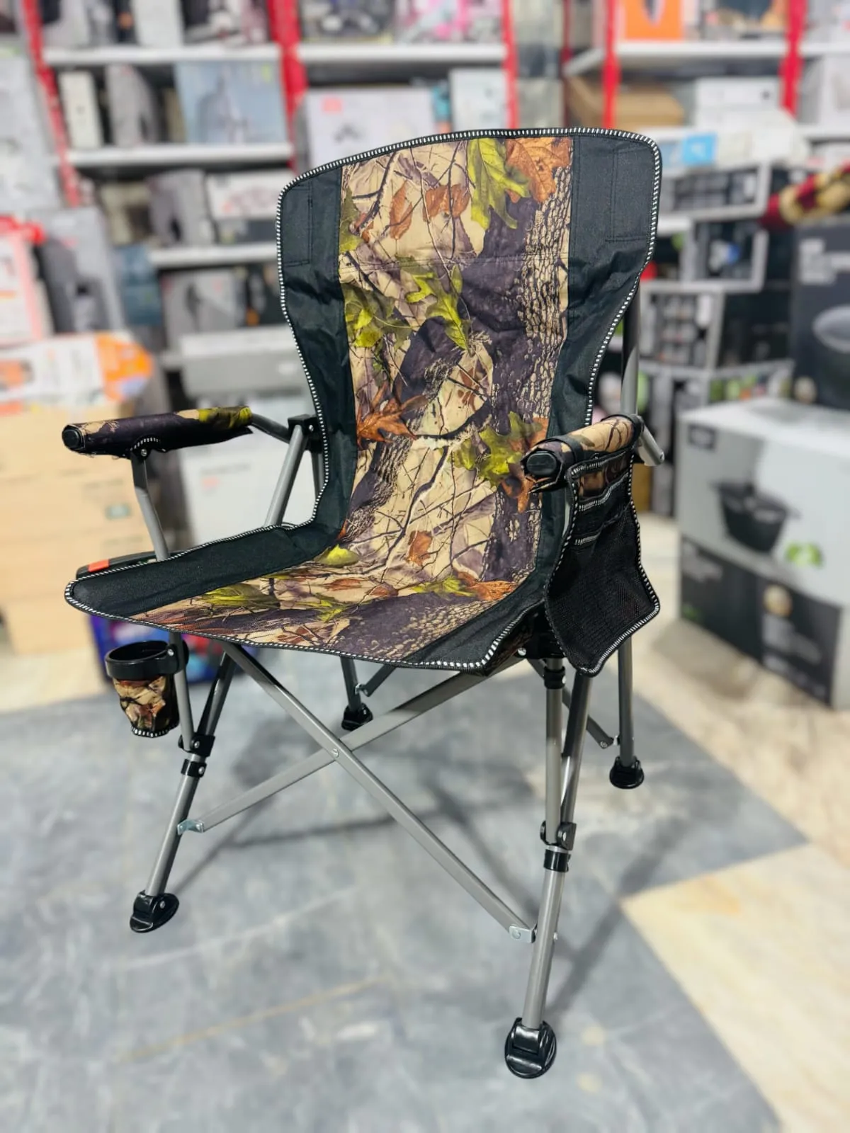 Portable Camping Chair Featuring Cup Holder and Side Pocket