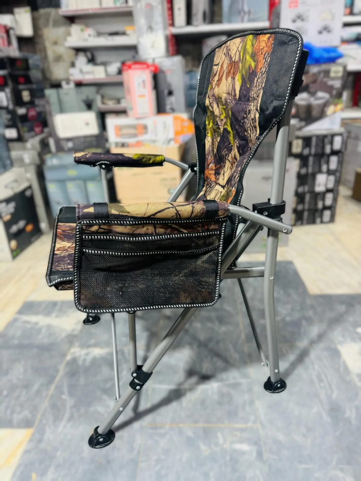 Portable Camping Chair Featuring Cup Holder and Side Pocket