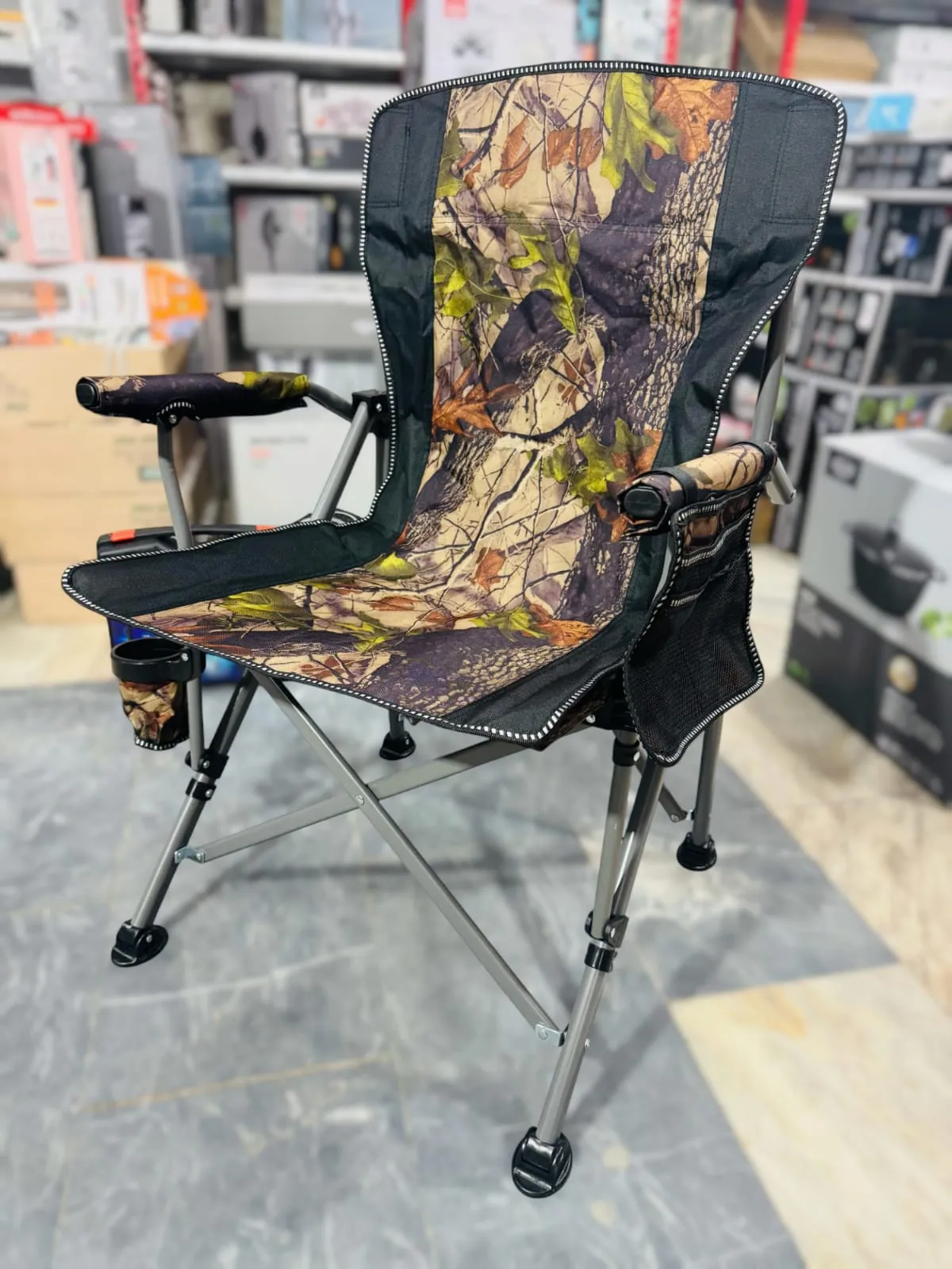 Portable Camping Chair Featuring Cup Holder and Side Pocket