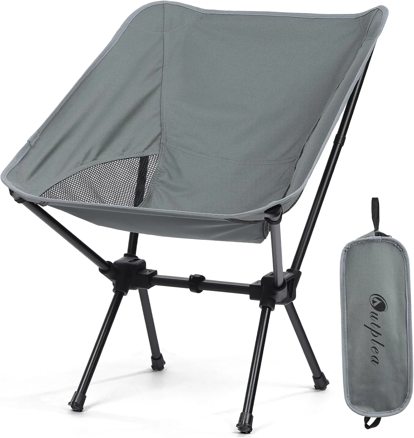 Portable Camping Chairs Men Women, Folding Backpacking Camping Chairs for Adult, Compact Small Beach Chair, Lightweight Camp Chair for Travel Hiking, Grey