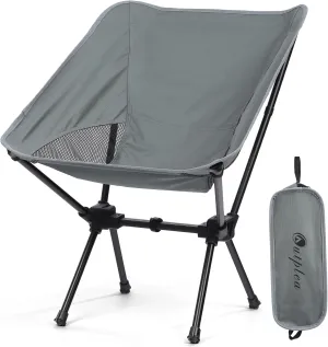 Portable Camping Chairs Men Women, Folding Backpacking Camping Chairs for Adult, Compact Small Beach Chair, Lightweight Camp Chair for Travel Hiking, Grey