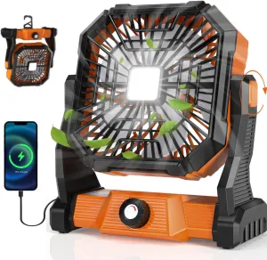 Portable Camping Fan,20000mAh Rechargeable Battery Powered Fan with LED Lantern, USB-C Battery Operated Fans,Ultra Quiet, for Outdoor Indoor Use,Travel, Tent, Beach, Picnic, Barbecue, Fishing, Home