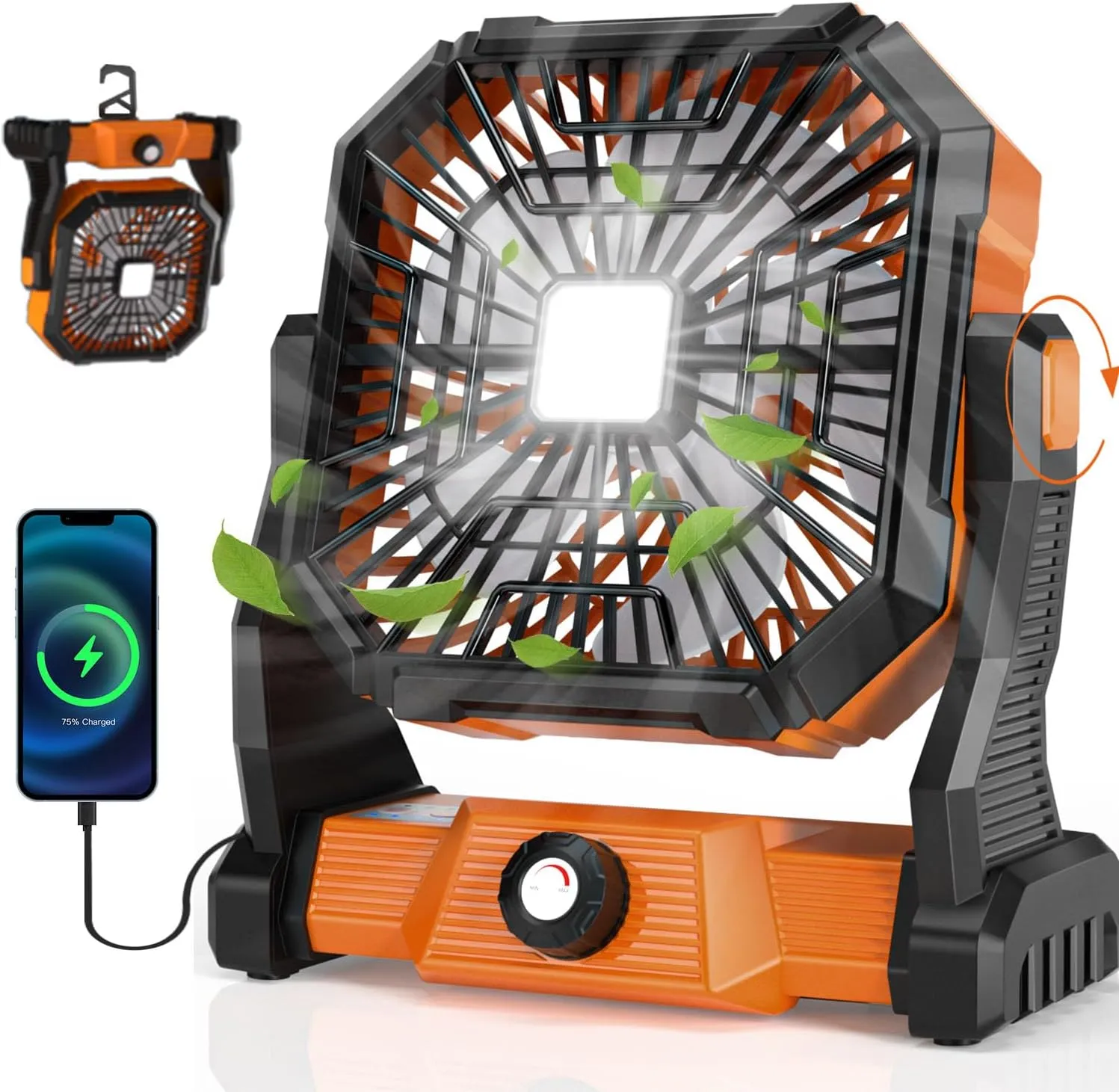 Portable Camping Fan,20000mAh Rechargeable Battery Powered Fan with LED Lantern, USB-C Battery Operated Fans,Ultra Quiet, for Outdoor Indoor Use,Travel, Tent, Beach, Picnic, Barbecue, Fishing, Home