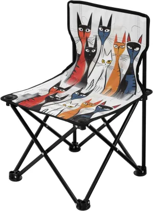 Portable Camping Folding Chairs Foldable Chair Small Abstract Cat Lightweight Backpacking Outdoor Outside Fishing