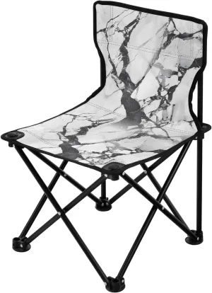 Portable Camping Folding Chairs Foldable Chair Small Black White Marble Lightweight Backpacking Outdoor Outside Fishing