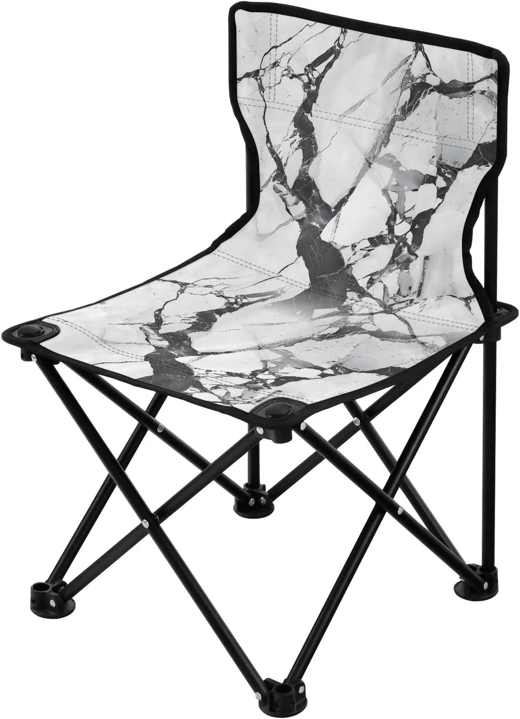Portable Camping Folding Chairs Foldable Chair Small Black White Marble Lightweight Backpacking Outdoor Outside Fishing