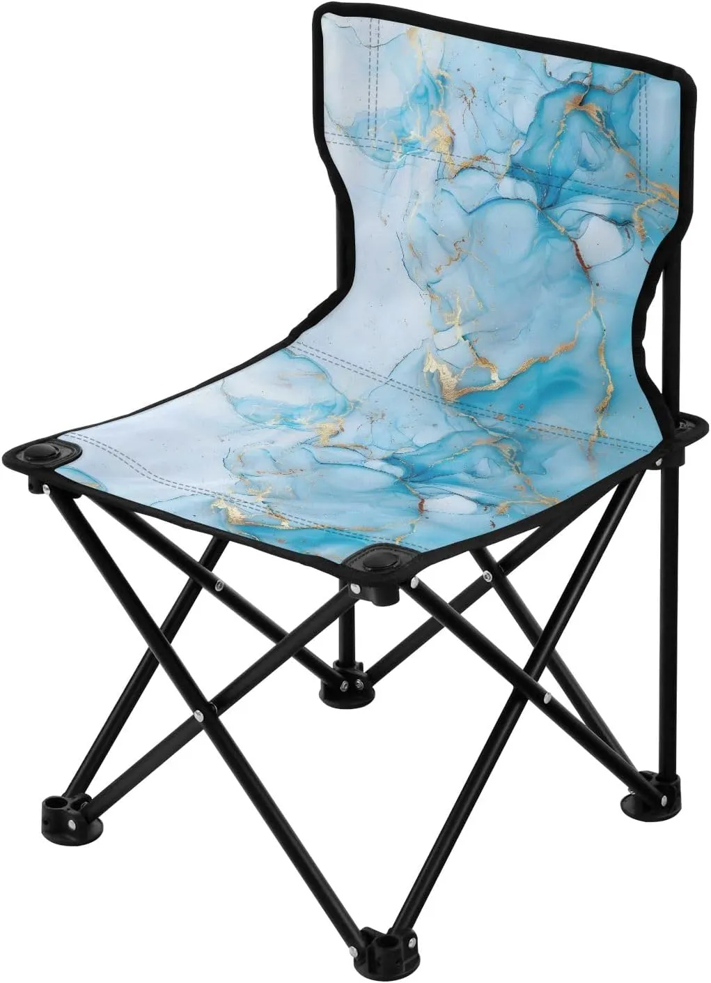 Portable Camping Folding Chairs Foldable Chair Small Blue Marble Lightweight Backpacking Outdoor Outside Fishing