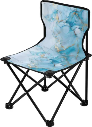 Portable Camping Folding Chairs Foldable Chair Small Blue Marble Lightweight Backpacking Outdoor Outside Fishing