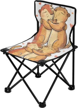 Portable Camping Folding Chairs Foldable Chair Small Capybaras Hugging Lightweight Backpacking Outdoor Outside Fishing