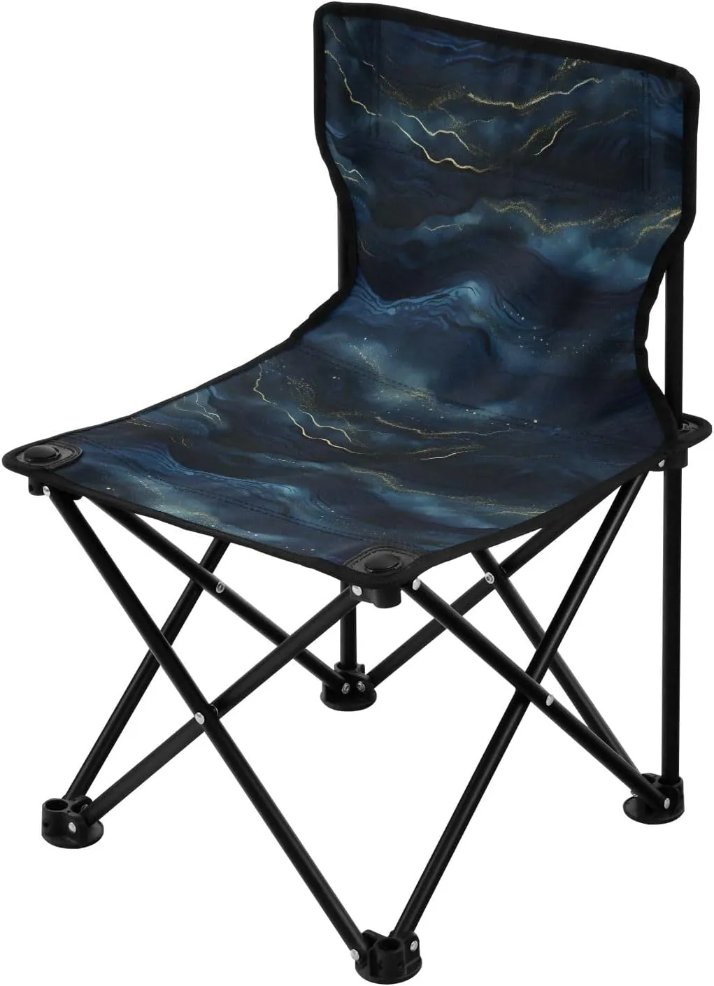 Portable Camping Folding Chairs Foldable Chair Small Dark Navy Marble Lightweight Backpacking Outdoor Outside Fishing