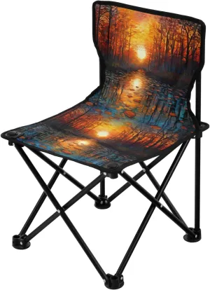 Portable Camping Folding Chairs Foldable Chair Small Forest Sunset Lightweight Backpacking Outdoor Outside Fishing