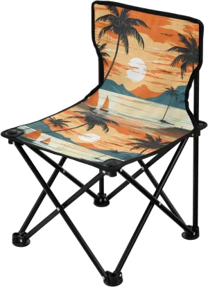 Portable Camping Folding Chairs Foldable Chair Small Hawaii Cartoon Lightweight Backpacking Outdoor Outside Fishing