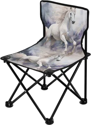 Portable Camping Folding Chairs Foldable Chair Small Horse Painting 2 Lightweight Backpacking Outdoor Outside Fishing