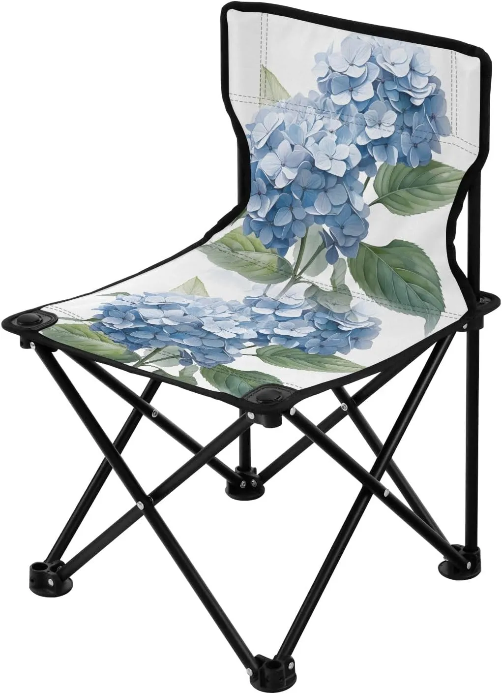 Portable Camping Folding Chairs Foldable Chair Small Hydrangea Flower Blue Lightweight Backpacking Outdoor Outside Fishing