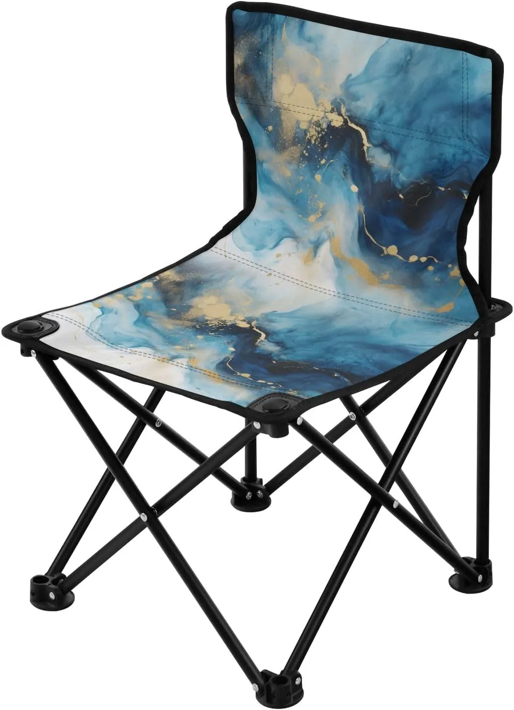 Portable Camping Folding Chairs Foldable Chair Small Marble Blue White Lightweight Backpacking Outdoor Outside Fishing