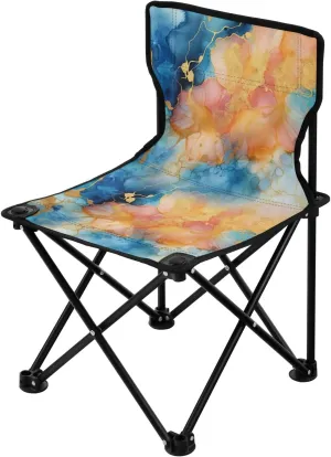 Portable Camping Folding Chairs Foldable Chair Small Orange Marble Blue Lightweight Backpacking Outdoor Outside Fishing