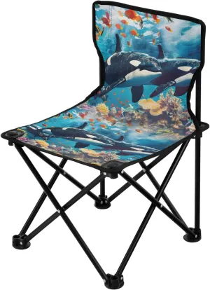Portable Camping Folding Chairs Foldable Chair Small Whales Family 1 Lightweight Backpacking Outdoor Outside Fishing