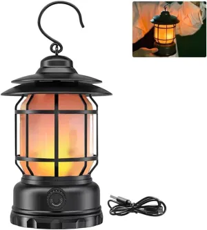 Portable Camping lamp Flame Style Black