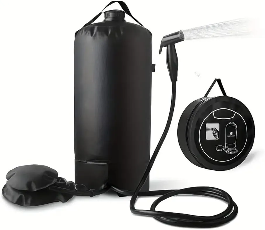 Portable Camping Shower Bag - 11L/3 Gallons Solar Shower Water Bag with Foot Pump and Shower Head - Camp Shower for Camping, Beach, Travel, Hiking, Climbing, Outdoor Activities