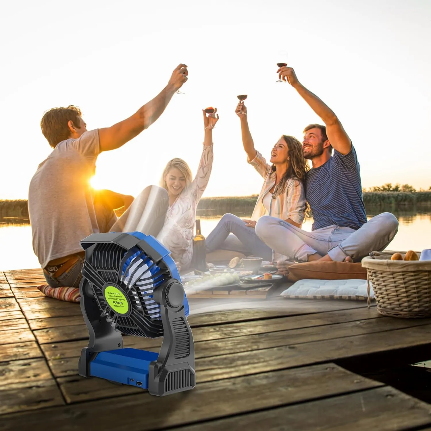 Portable Fan Rechargeable，270° Rotating Portable Cordless Battery Powered Camping Fan Rechargeable, USB Desk Personal Outdoor Camping Fans for Tents,Travel X23 Blue